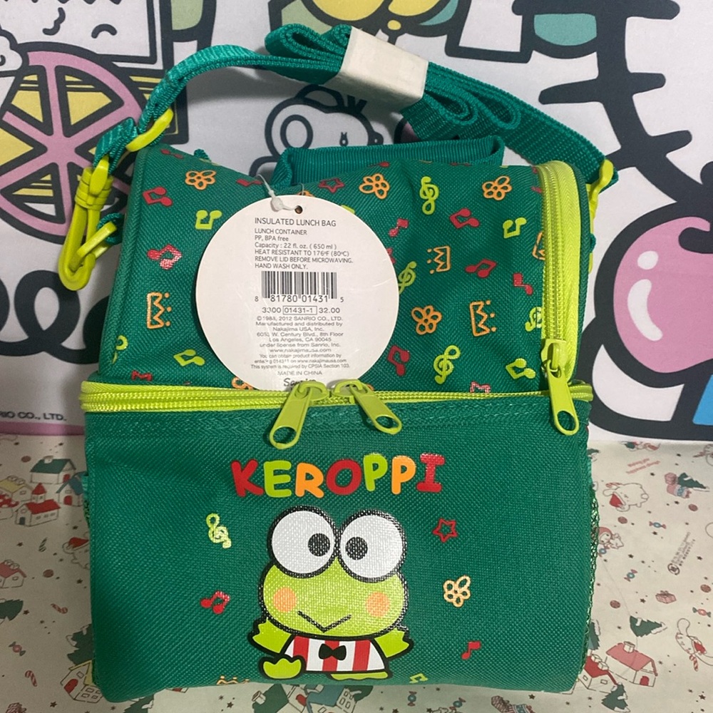 NWT New 2012 Sanrio KEROPPI insulated lunch bag and container